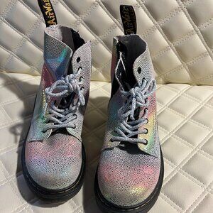 Dr Martens 1460 Combat Boots - Silver Disco Crinkle